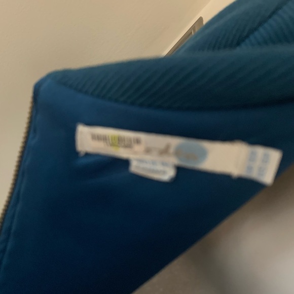 Boden zipper back Textured Stretch Fall Winter Midi Dress Teal Long Sleeves S 6 - Picture 3 of 9